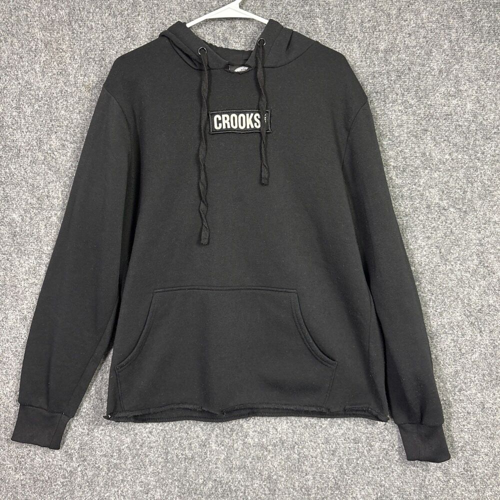 Crooks & Castle Hoddie Mens Size L Black Grunge Streetwear